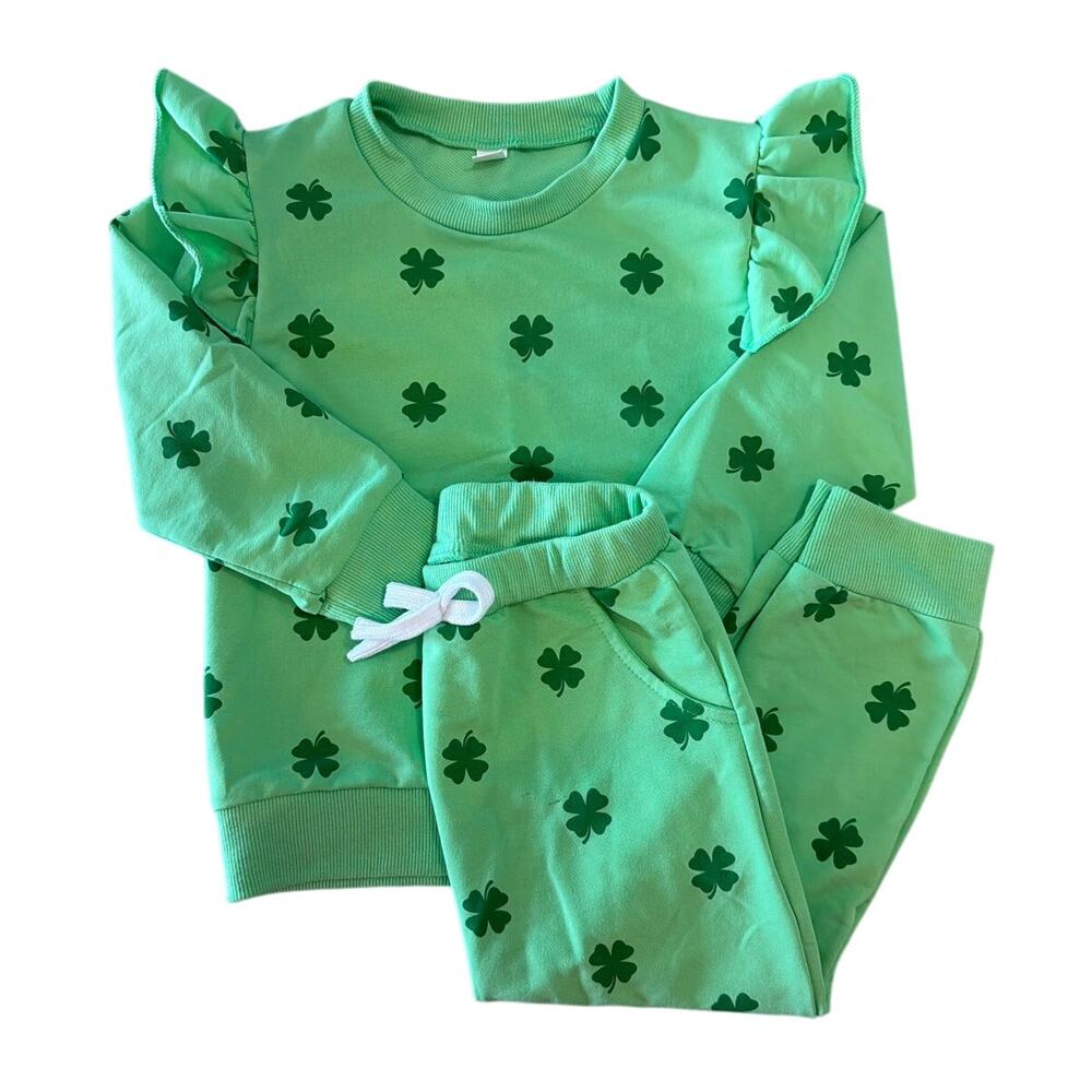 Toddler Girls Shamrock 2-Piece Sweat Set, Green, Size 2/3Y